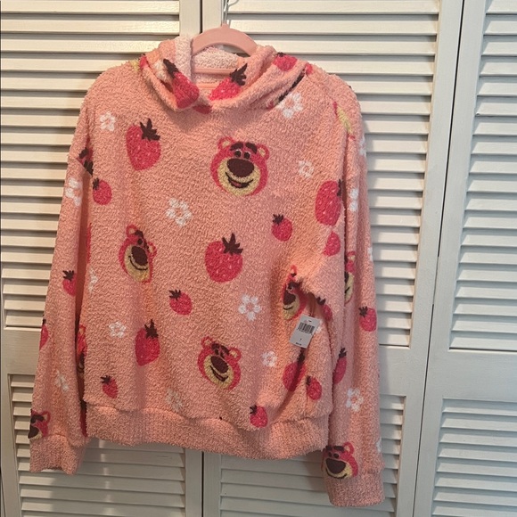 Disney Sweaters - #1433** Pink Fuzzy Sweater Hoodie with Bear Print